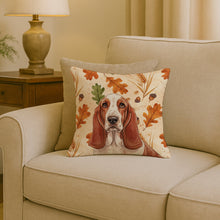 Load image into Gallery viewer, Red and White Basset Hound Heirloom Fall Throw Pillow