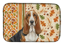 Load image into Gallery viewer, Tricolor and White Basset Hound Heirloom Fall Dish Drying Mat