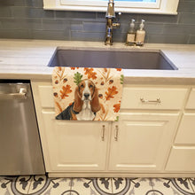 Load image into Gallery viewer, Tricolor and White Basset Hound Heirloom Fall Kitchen Towel