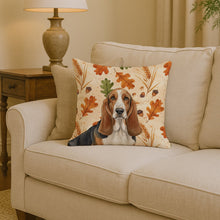 Load image into Gallery viewer, Tricolor and White Basset Hound Heirloom Fall Throw Pillow