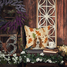 Load image into Gallery viewer, Tricolor and White Basset Hound Heirloom Fall Throw Pillow