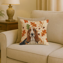 Load image into Gallery viewer, Tricolor and White Basset Hound Heirloom Fall Throw Pillow