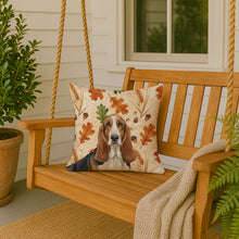 Load image into Gallery viewer, Tricolor and White Basset Hound Heirloom Fall Throw Pillow