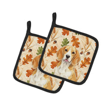 Load image into Gallery viewer, Lemon and White Beagle Heirloom Fall Pair of Pot Holders