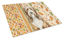 Load image into Gallery viewer, Brown Bearded Collie Heirloom Fall Glass Cutting Board