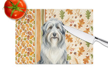 Load image into Gallery viewer, Bearded Collie Heirloom Fall Glass Cutting Board