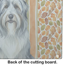 Load image into Gallery viewer, Bearded Collie Heirloom Fall Glass Cutting Board
