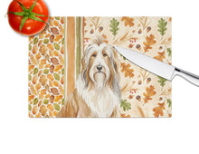 Load image into Gallery viewer, Fawn Bearded Collie Heirloom Fall Glass Cutting Board