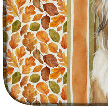 Load image into Gallery viewer, White and Tan Bearded Collie Heirloom Fall Dish Drying Mat