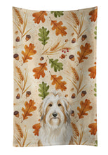 Load image into Gallery viewer, White and Tan Bearded Collie Heirloom Fall Kitchen Towel