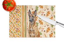 Load image into Gallery viewer, Mahogany Belgian Malinois Heirloom Fall Glass Cutting Board