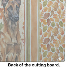 Load image into Gallery viewer, Mahogany Belgian Malinois Heirloom Fall Glass Cutting Board
