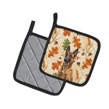 Load image into Gallery viewer, Mahogany Belgian Malinois Heirloom Fall Pair of Pot Holders