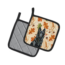 Load image into Gallery viewer, Belgian Sheepdog Groenendael Heirloom Fall Pair of Pot Holders