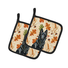 Load image into Gallery viewer, Belgian Sheepdog Groenendael Heirloom Fall Pair of Pot Holders