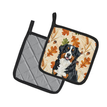 Load image into Gallery viewer, Bernese Mountain Dog Heirloom Fall Pair of Pot Holders
