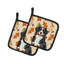 Load image into Gallery viewer, Bernese Mountain Dog Heirloom Fall Pair of Pot Holders