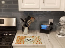 Load image into Gallery viewer, White and Cream Bichon Frise Heirloom Fall Glass Cutting Board