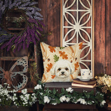 Load image into Gallery viewer, White and Cream Bichon Frise Heirloom Fall Throw Pillow