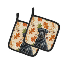 Load image into Gallery viewer, Black Russian Terrier Heirloom Fall Pair of Pot Holders