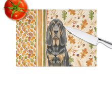 Load image into Gallery viewer, Black and Tan Bloodhound Heirloom Fall Glass Cutting Board
