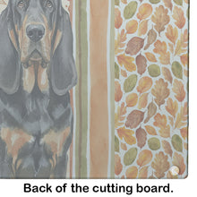 Load image into Gallery viewer, Black and Tan Bloodhound Heirloom Fall Glass Cutting Board