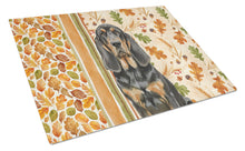 Load image into Gallery viewer, Black and Tan Bloodhound Heirloom Fall Glass Cutting Board