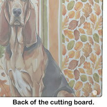 Load image into Gallery viewer, Liver and Tan Bloodhound Heirloom Fall Glass Cutting Board
