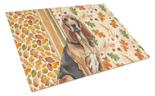 Load image into Gallery viewer, Liver and Tan Bloodhound Heirloom Fall Glass Cutting Board