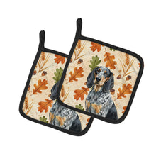 Load image into Gallery viewer, Bluetick Coonhound Heirloom Fall Pair of Pot Holders