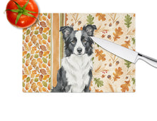Load image into Gallery viewer, Blue Merle Border Collie Heirloom Fall Glass Cutting Board