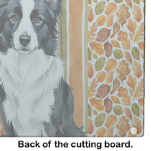 Load image into Gallery viewer, Blue Merle Border Collie Heirloom Fall Glass Cutting Board
