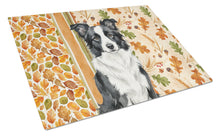 Load image into Gallery viewer, Blue Merle Border Collie Heirloom Fall Glass Cutting Board
