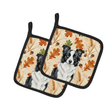 Load image into Gallery viewer, Blue Merle Border Collie Heirloom Fall Pair of Pot Holders