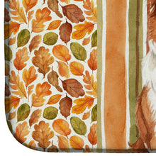 Load image into Gallery viewer, Red and White Border Collie Heirloom Fall Dish Drying Mat