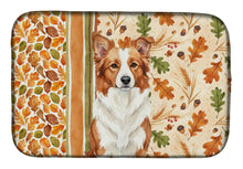 Load image into Gallery viewer, Red and White Border Collie Heirloom Fall Dish Drying Mat