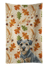 Load image into Gallery viewer, Blue and Tan Border Terrier Heirloom Fall Kitchen Towel