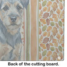 Load image into Gallery viewer, Blue and Tan Border Terrier Heirloom Fall Glass Cutting Board