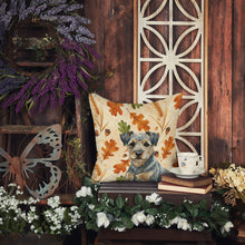 Load image into Gallery viewer, Blue and Tan Border Terrier Heirloom Fall Throw Pillow