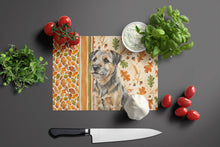 Load image into Gallery viewer, Grizzle and Tan Border Terrier Heirloom Fall Glass Cutting Board