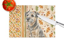 Load image into Gallery viewer, Grizzle and Tan Border Terrier Heirloom Fall Glass Cutting Board
