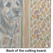 Load image into Gallery viewer, Grizzle and Tan Border Terrier Heirloom Fall Glass Cutting Board
