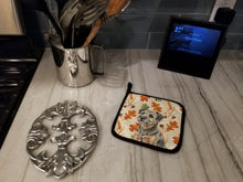 Load image into Gallery viewer, Grizzle and Tan Border Terrier Heirloom Fall Pair of Pot Holders