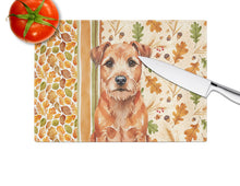 Load image into Gallery viewer, Red Border Terrier Heirloom Fall Glass Cutting Board