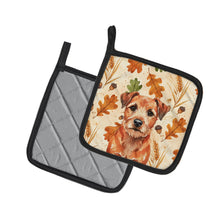 Load image into Gallery viewer, Red Border Terrier Heirloom Fall Pair of Pot Holders