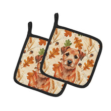 Load image into Gallery viewer, Red Border Terrier Heirloom Fall Pair of Pot Holders