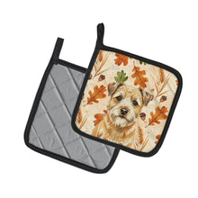 Load image into Gallery viewer, Wheaten Border Terrier Heirloom Fall Pair of Pot Holders
