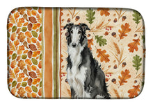 Load image into Gallery viewer, Black and White Borzoi Heirloom Fall Dish Drying Mat