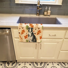 Load image into Gallery viewer, Black and White Borzoi Heirloom Fall Kitchen Towel