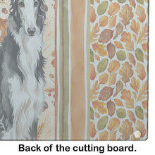 Load image into Gallery viewer, Black and White Borzoi Heirloom Fall Glass Cutting Board
